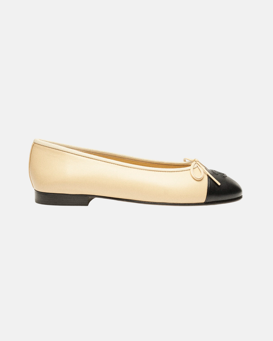 Ballerines Agneau Beige & noir