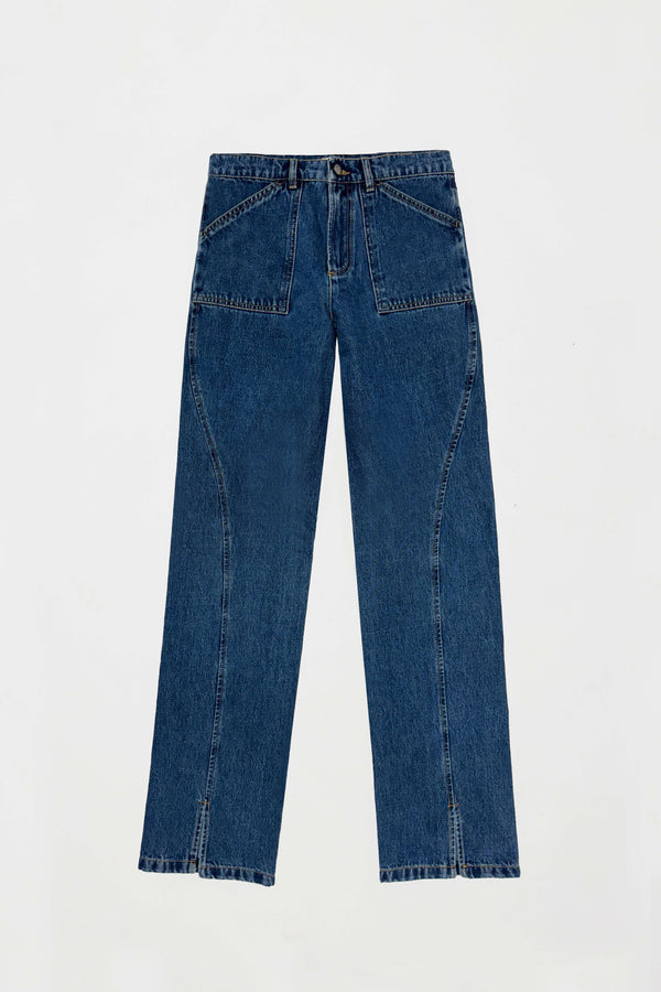 High hip straight jeans blue stonewash