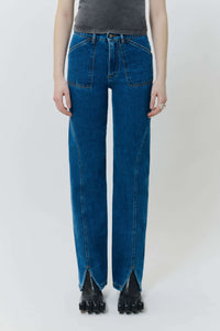 High hip straight jeans blue stonewash