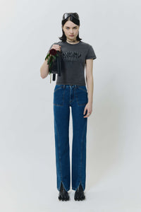 High hip straight jeans blue stonewash
