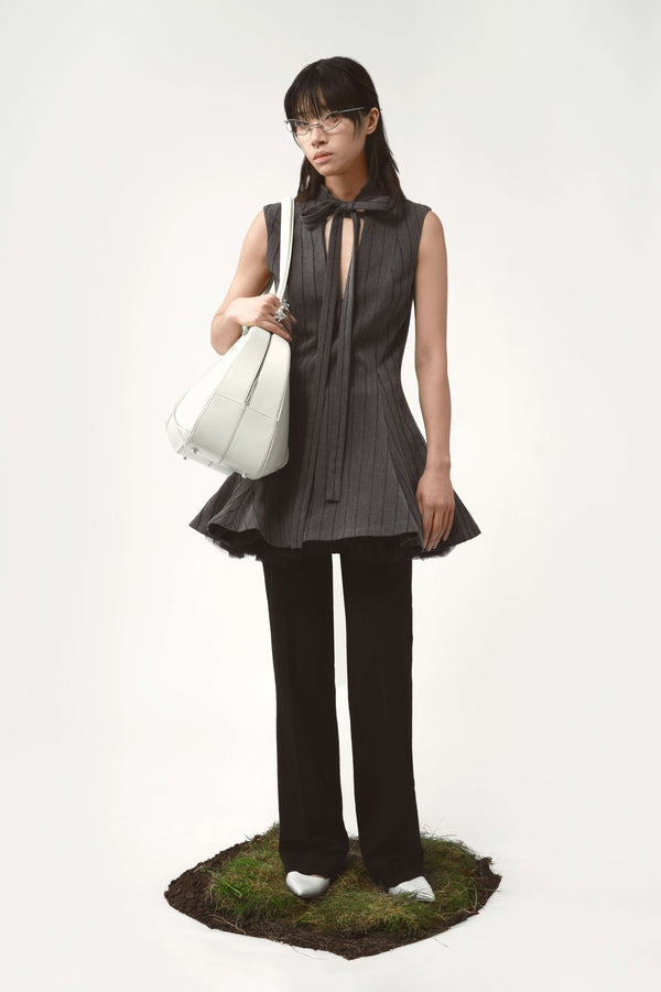 Debbie tulle dress pinstripe grey
