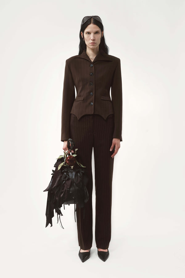 Paola straight suitpant pinstripe brown