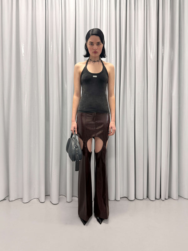 Peggy skirt pant faux leather marron