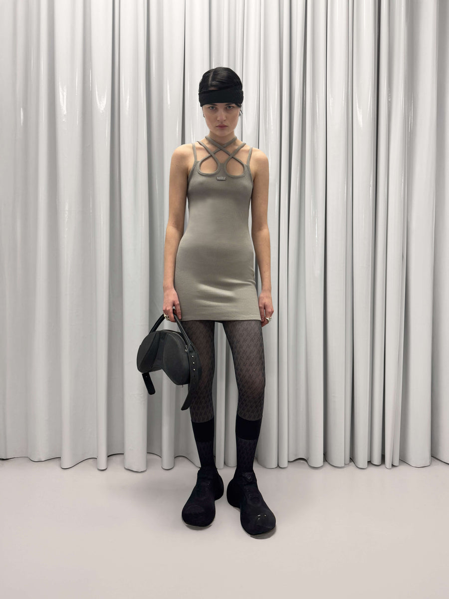 Doris multi strap dress honeycomb grey