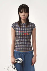 Tyra t-shirt checked blue