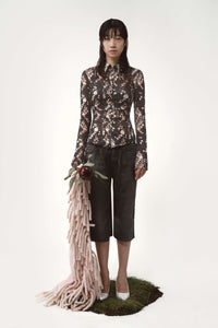 Simone spiky printed distressed knit
