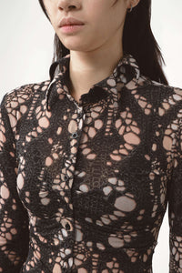 Simone spiky printed distressed knit