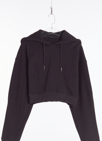black spiral cropped hoodie