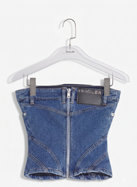 blue spiral denim bustier