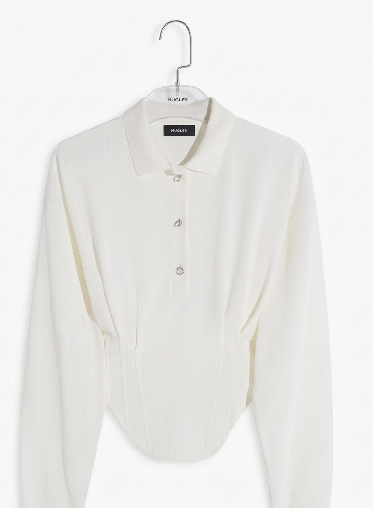 white corseted polo