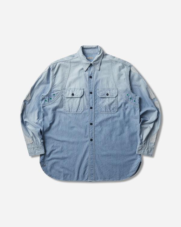KAPITAL Chambray 2Tones Bone Patch Ventilator Workshirt Sax Shirts Longsleeve Shirt K2504LS142 SAX
