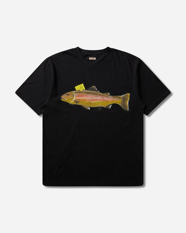 KAPITAL 20/-Jersey Crew T (One Trout Peckish Rainbowy) Black T-Shirts Shortsleeve K2508SC002 BLACK
