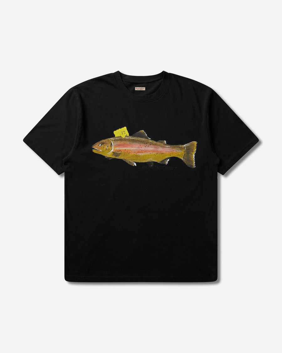 KAPITAL 20/-Jersey Crew T (One Trout Peckish Rainbowy) Black T-Shirts Shortsleeve K2508SC002 BLACK