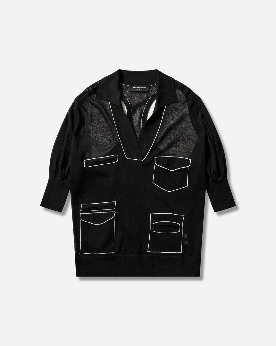 Kiko Kostadinov Wmns Kreiner Knit Polo Black Knitwears Sweaters KKWSS26KN11-111 001