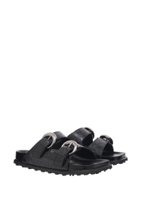 Moonogram Embossed Leather Ms Slide