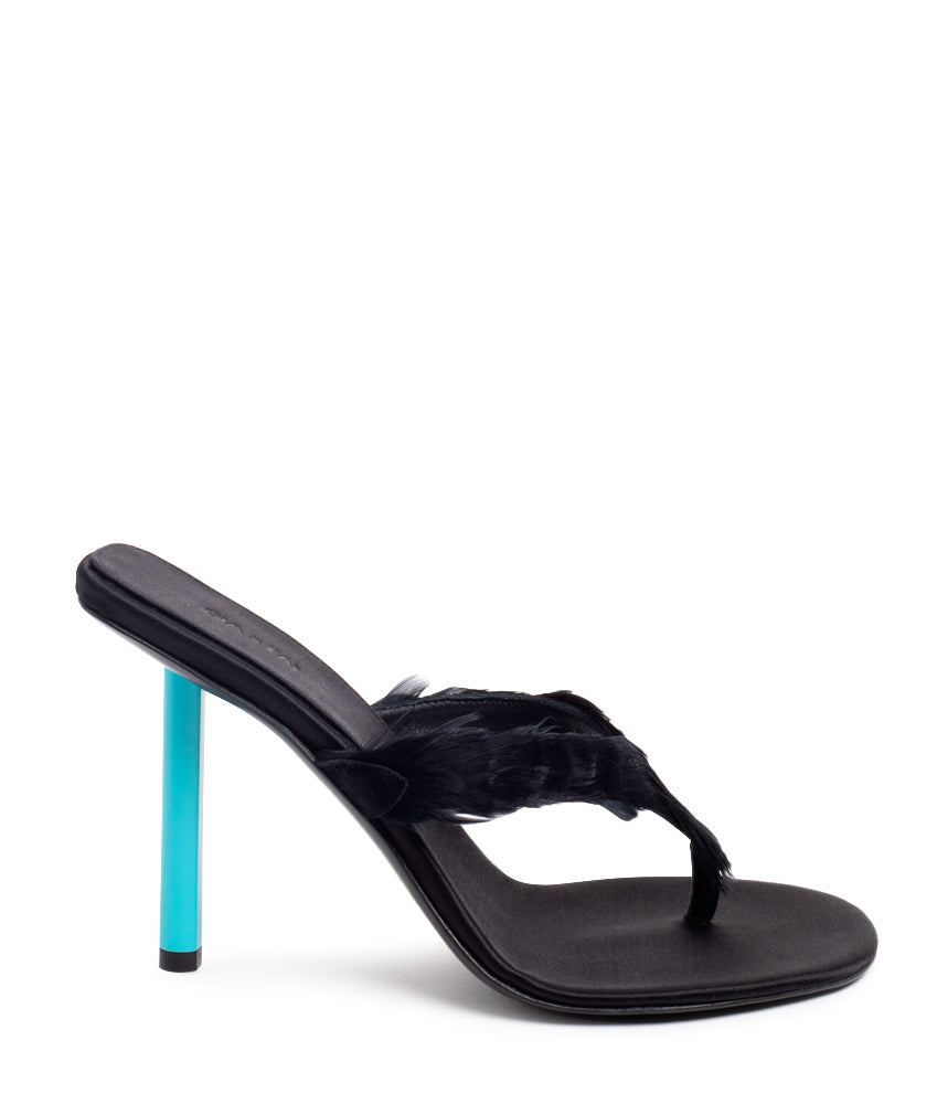 MICHALS FEATHER SATIN IN BLACK AND CYAN