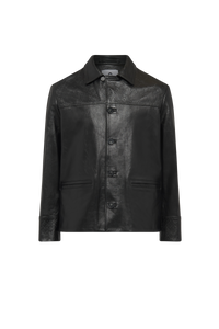 Moonogram Embossed Leather Boxy Jacket