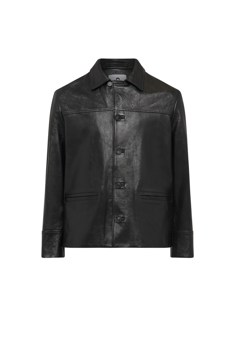 Moonogram Embossed Leather Boxy Jacket
