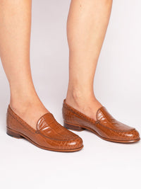 MONEY LOAFER CROC PRINTED LEATHER IN TAN