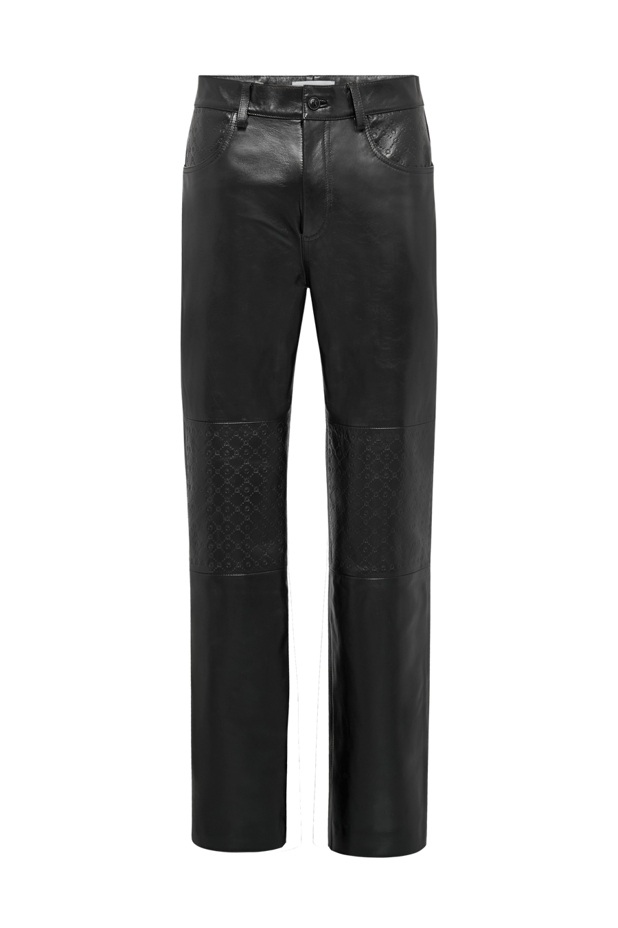 Moonogram Embossed Leather Wide Leg Pants