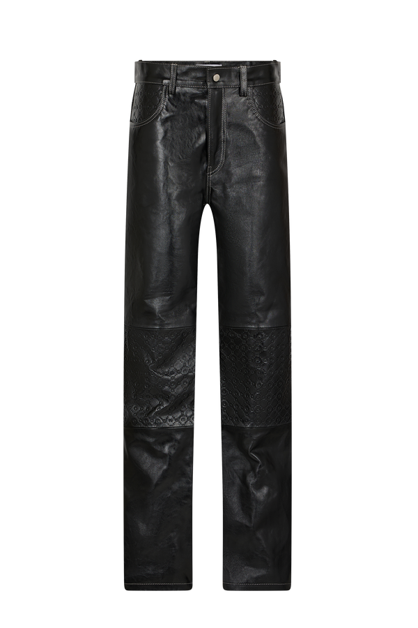 Embossed Leather Wide Leg Pants