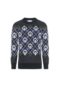 Moon Argyle Knit Crewneck Sweater