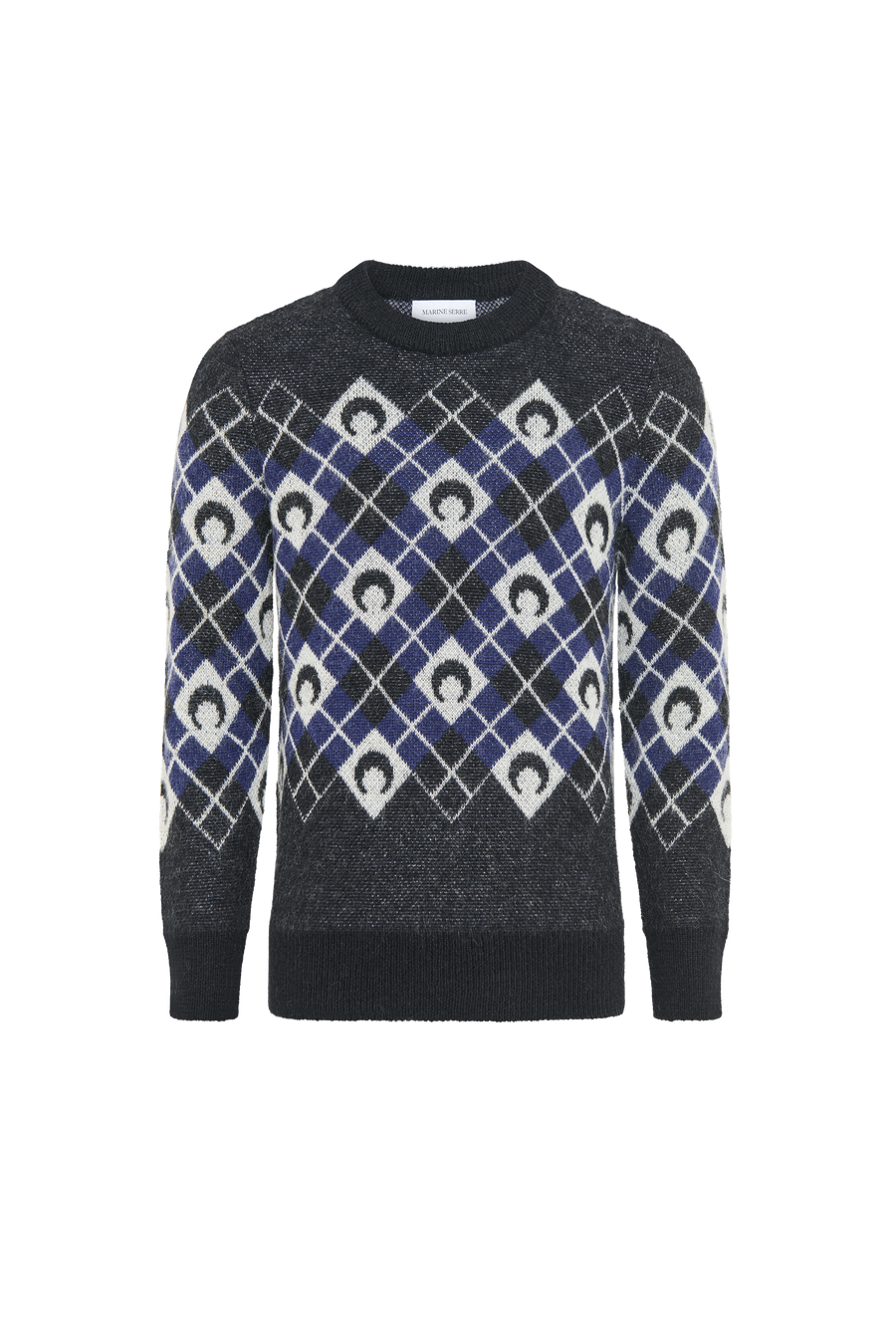 Moon Argyle Knit Crewneck Sweater