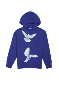 FREEDOM DOVES PERSIAN BLUE HOODED SWEATER
