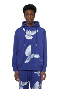 FREEDOM DOVES PERSIAN BLUE HOODED SWEATER