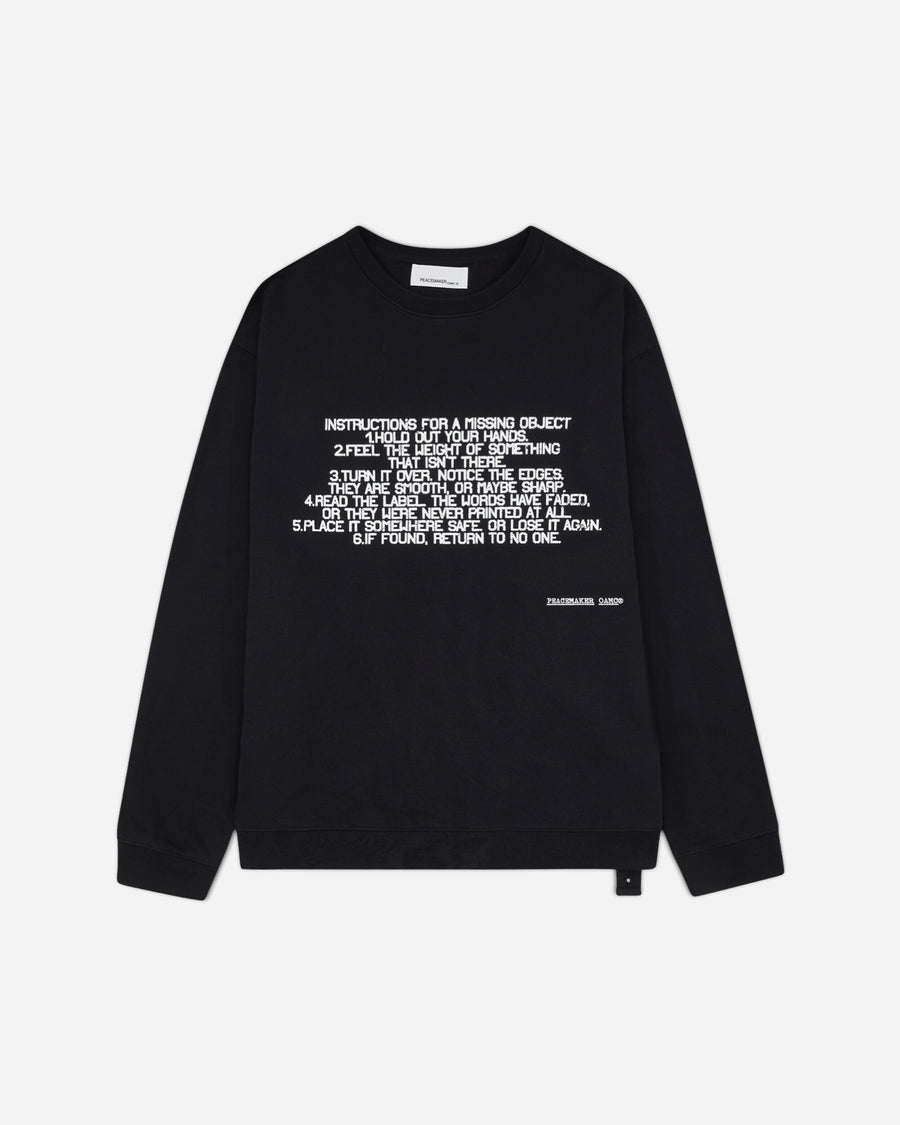 OAMC Peacemaker Crewneck  Stencil Print Black Sweatshirts Crewneck PCM3ON01DFT001099 BLACK