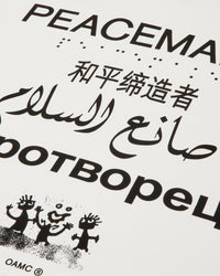 OAMC Peacemaker Loose Fit Hoodie Languages Print White Sweatshirts Hoodies PCM2OH01EFT00201 01