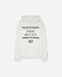 OAMC Peacemaker Loose Fit Hoodie Languages Print White Sweatshirts Hoodies PCM2OH01EFT00201 01