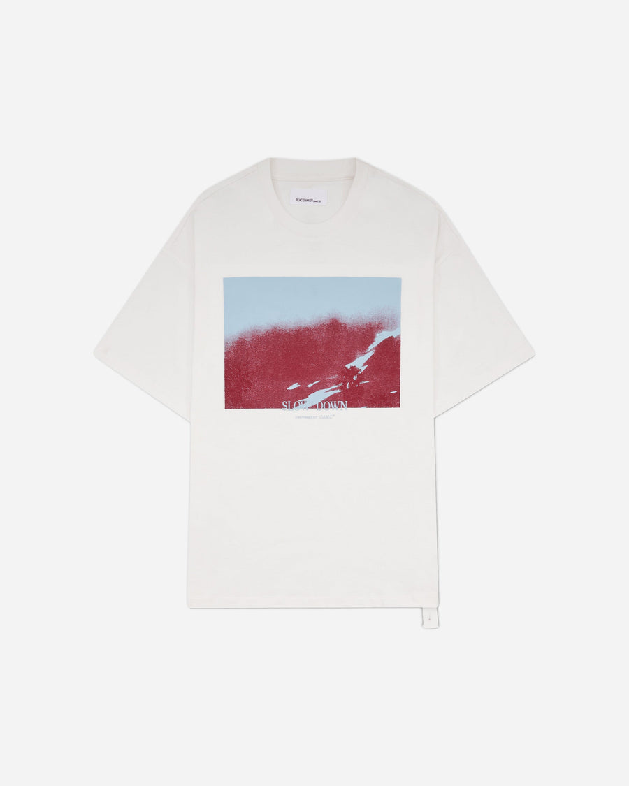 OAMC Peacemaker Regular Tee  Slow Down Print White T-Shirts Top PCM3OT01CJE001001 WHITE