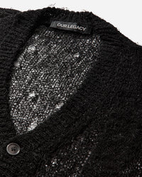 Our Legacy Academy Cardigan Black Ragged Open Linen Knitwears Cardigans M2263AB 001