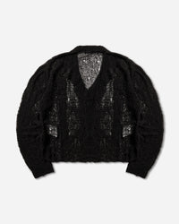 Our Legacy Academy Cardigan Black Ragged Open Linen Knitwears Cardigans M2263AB 001
