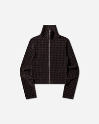 Our Legacy Wmns Slim Zip Longsleeve Merlot Houndini Check Velour Sweatshirts Track Tops W2266SMH 001