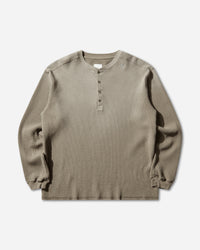 ROA Bee Sun Faded Organic Waffle Serafino Long Sleeve Grey Green Sweatshirts Hoodies YBMW035FA32 GRY0024