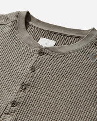 ROA Bee Sun Faded Organic Waffle Serafino Long Sleeve Grey Green Sweatshirts Hoodies YBMW035FA32 GRY0024