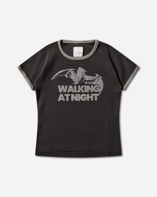 ROA Guniy Ribbed Baby Tee Washed Black T-Shirts Top YBWW017JY06 BLK0020
