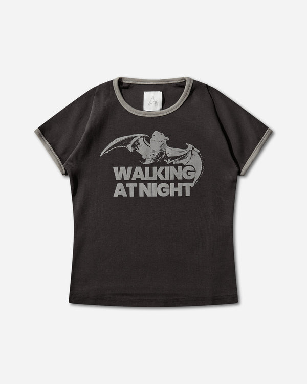 ROA Guniy Ribbed Baby Tee Washed Black T-Shirts Top YBWW017JY06 BLK0020
