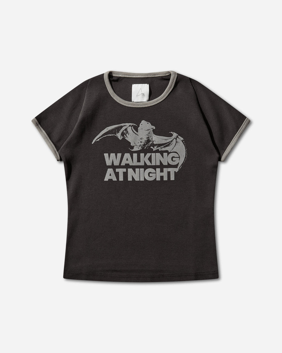ROA Guniy Ribbed Baby Tee Washed Black T-Shirts Top YBWW017JY06 BLK0020