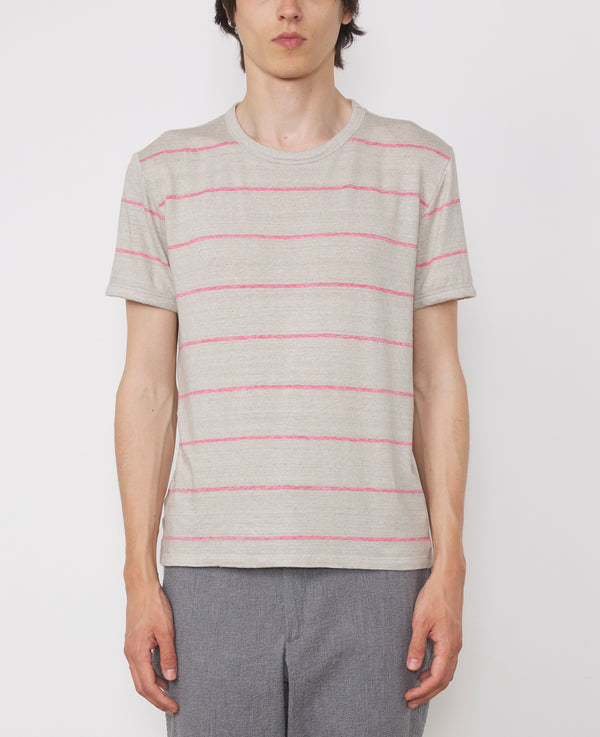 SS TEE FRENCH LINEN STRIPE