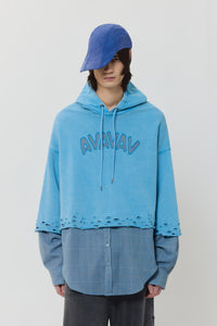 Button up hoodie blue