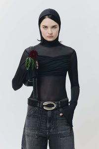 Hooded wrapped top