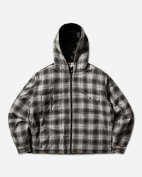 Stüssy Zip Hooded Plaid Shirt Charcoal Shirts Longsleeve Shirt 1110381SJ 0002