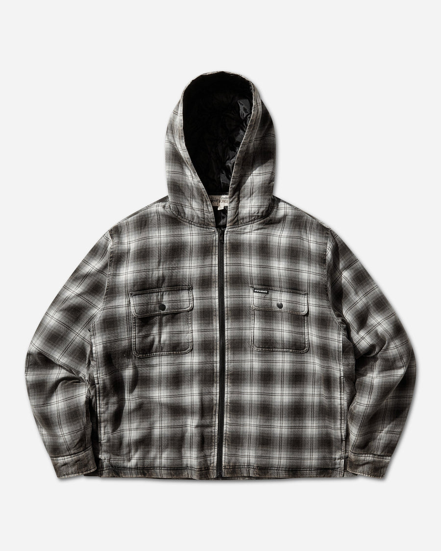 Stüssy Zip Hooded Plaid Shirt Charcoal Shirts Longsleeve Shirt 1110381SJ 0002