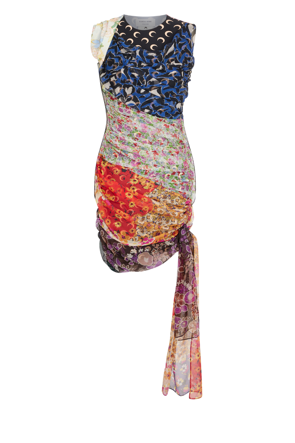 Regenerated Silk Scarves Draped Dress