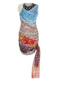 Regenerated Silk Scarves Draped Dress