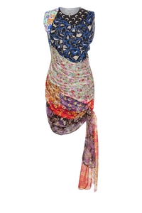 Regenerated Silk Scarves Draped Dress