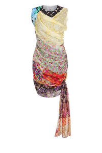 Regenerated Silk Scarves Draped Dress